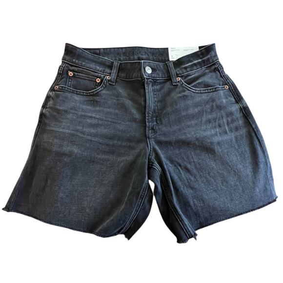 American Eagle Pants - American Eagle Shorts Womens Size 2 Low Rise Baggy Cut-off Hem Black Jorts